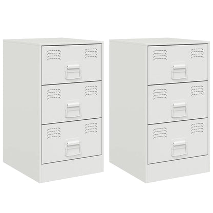 Nachttische 2 Stk. Weiß 34,5x39x62 cm Stahl