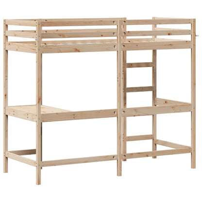 Hochbett mit Schreibtisch 75x190 cm Massivholz Kiefer