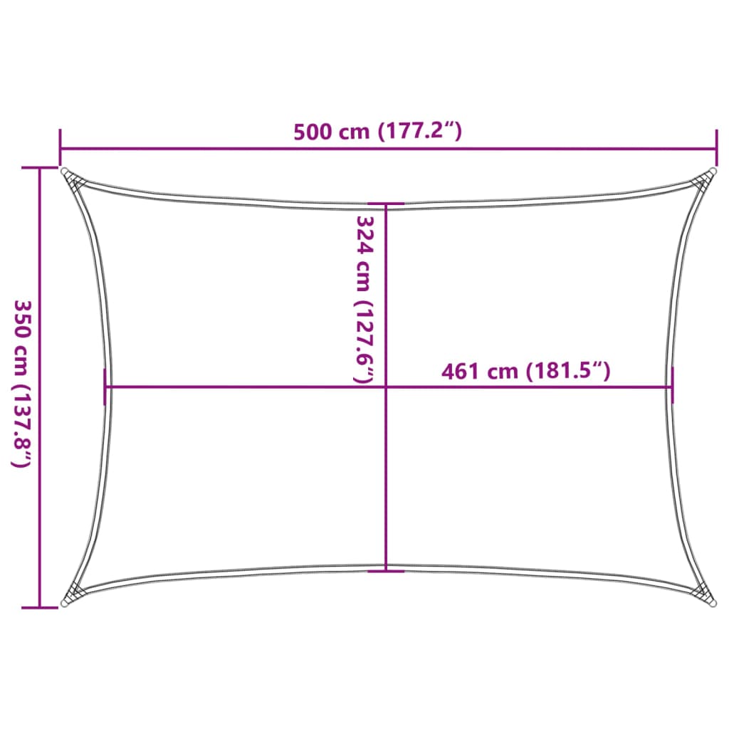 Sonnensegel Hellgrau 5x3,5 m 100% Polyester Oxford