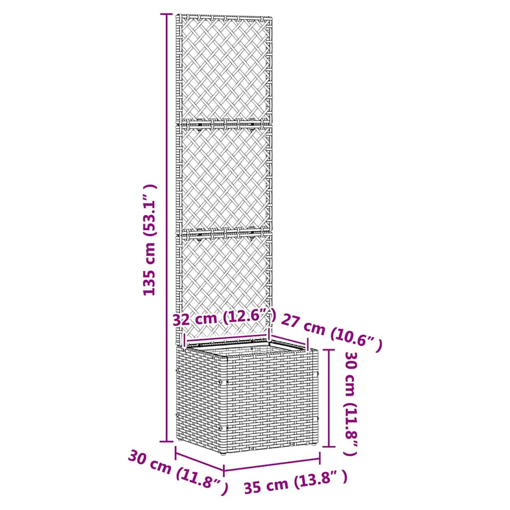 Pflanzkübel Braun 35 x 30 x 135 cm Metall