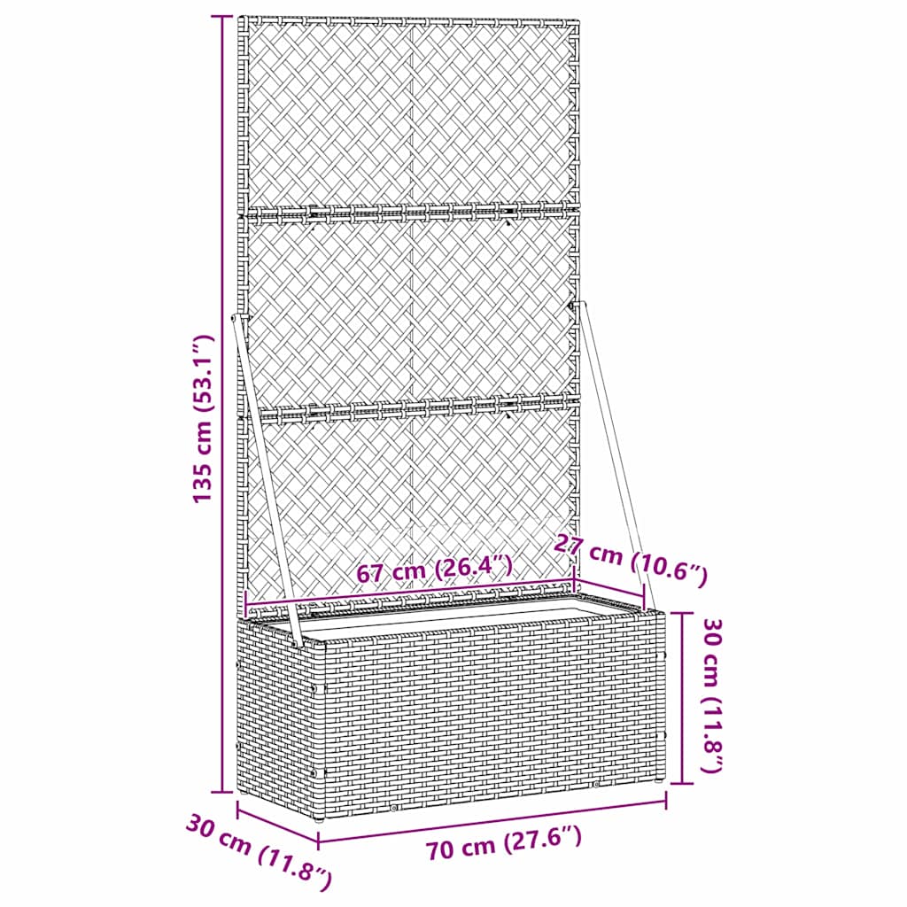 Pflanzkübel Braun 70 x 30 x 135 cm Metall