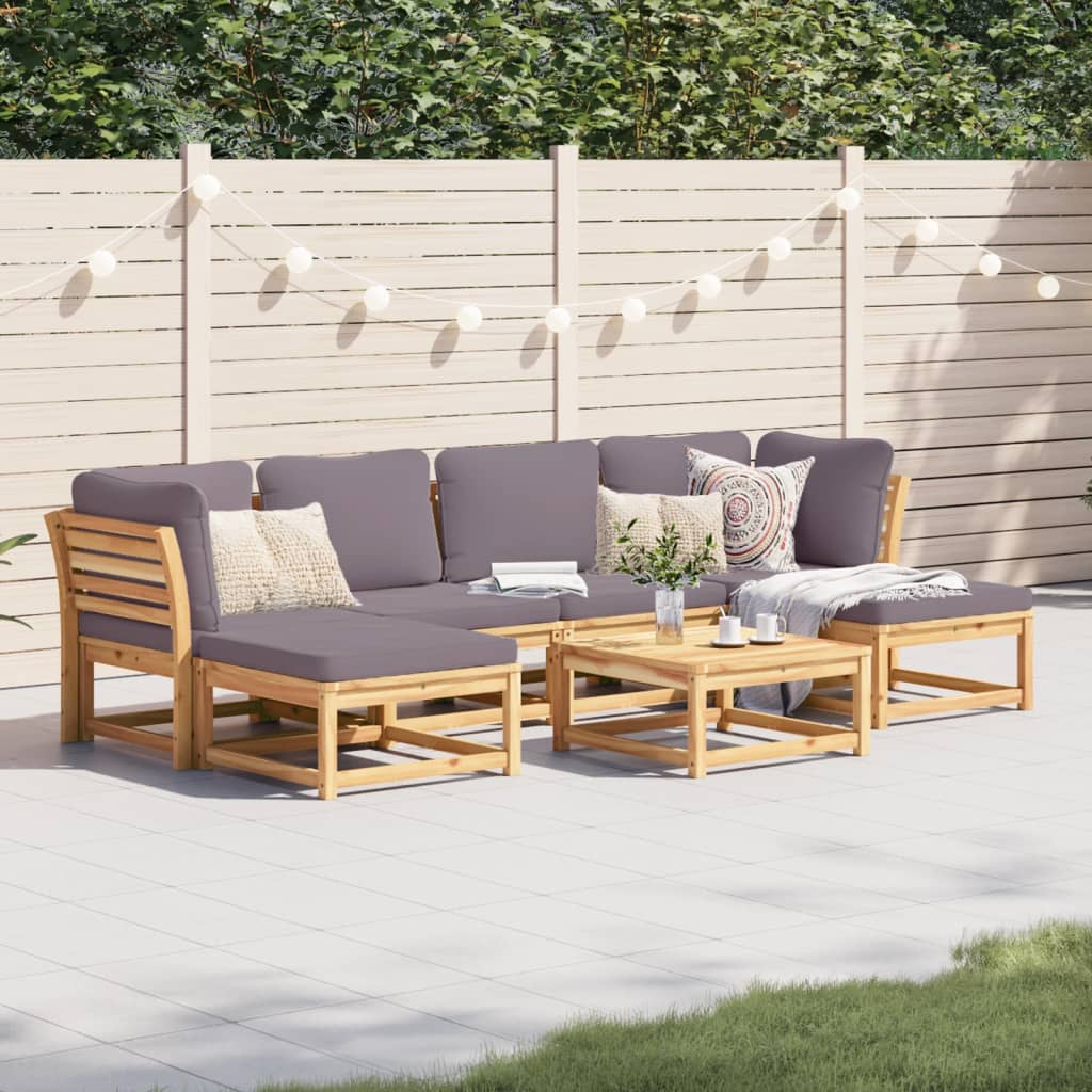 7-tlg. Garten-Lounge-Set mit Kissen Massivholz Akazie