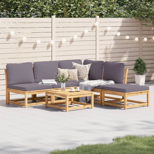 6-tlg. Garten-Lounge-Set mit Kissen Massivholz Akazie