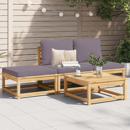 4-tlg. Garten-Lounge-Set mit Kissen Massivholz Akazie