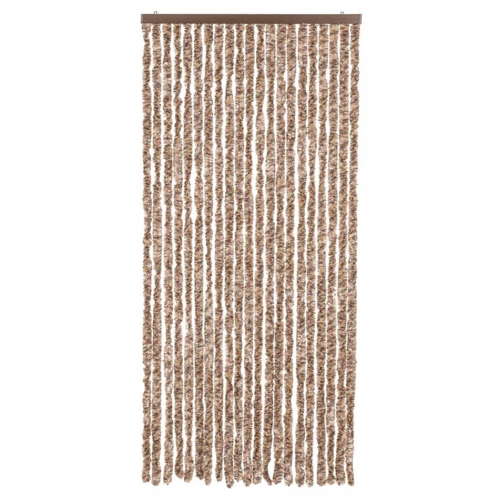 Fliegenvorhang Beige und Dunkelbraun 90x200 cm Chenille