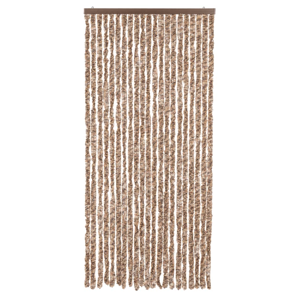 Fliegenvorhang Beige und Dunkelbraun 90x220 cm Chenille