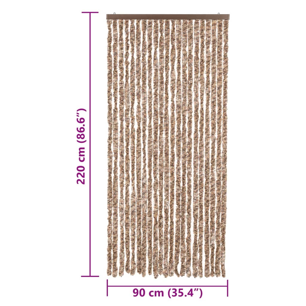 Fliegenvorhang Beige und Dunkelbraun 90x220 cm Chenille