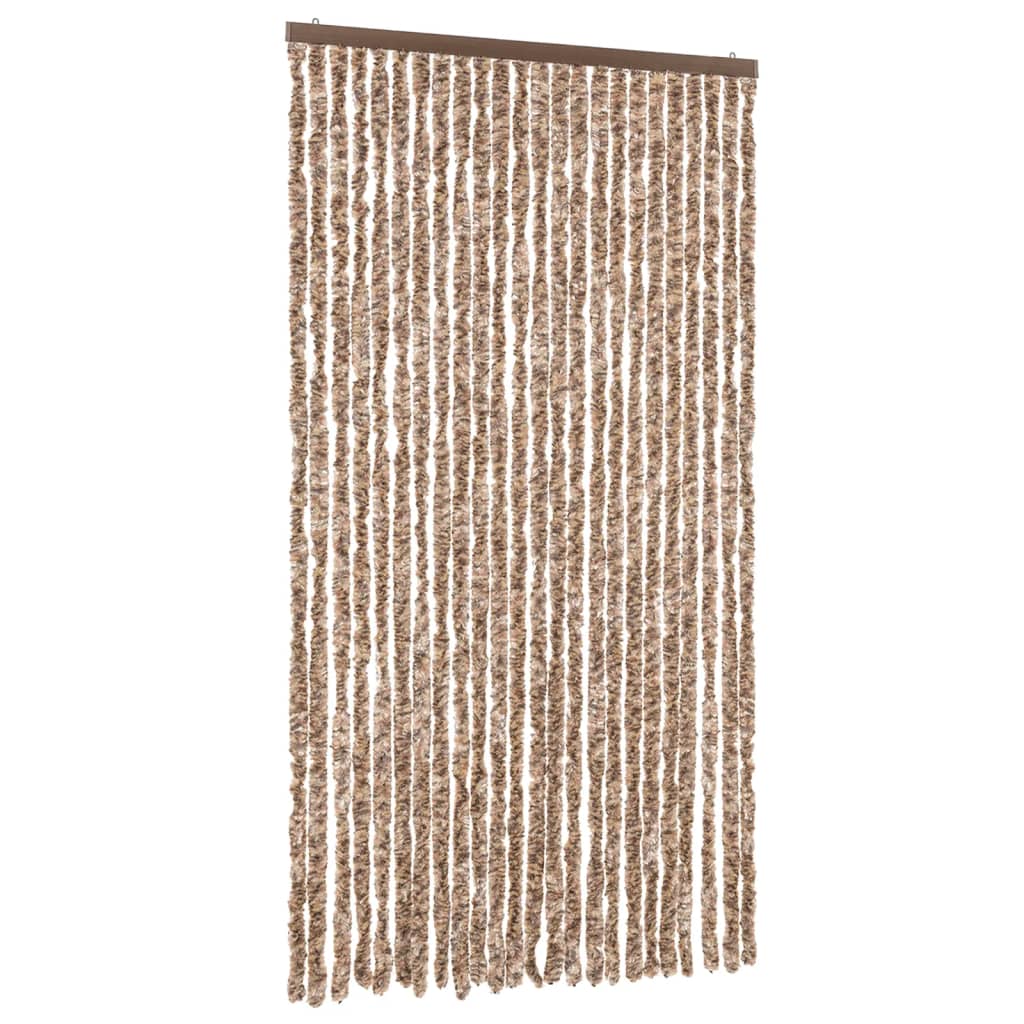 Fliegenvorhang Beige und Dunkelbraun 100x200 cm Chenille