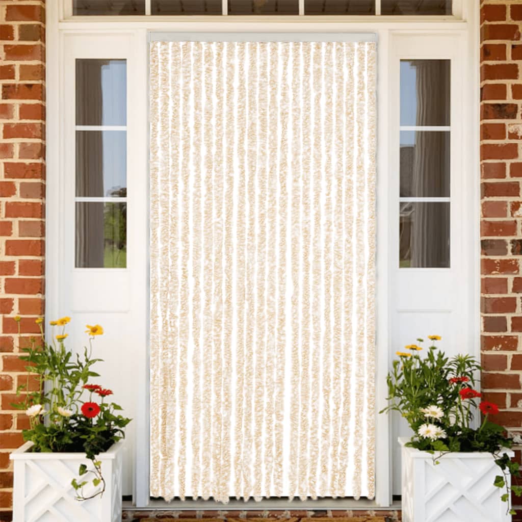 Fliegenvorhang Beige und Weiß 90x200 cm Chenille