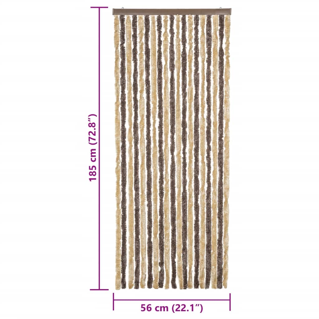 Fliegenvorhang Dunkelbraun und Beige 56x185 cm Chenille