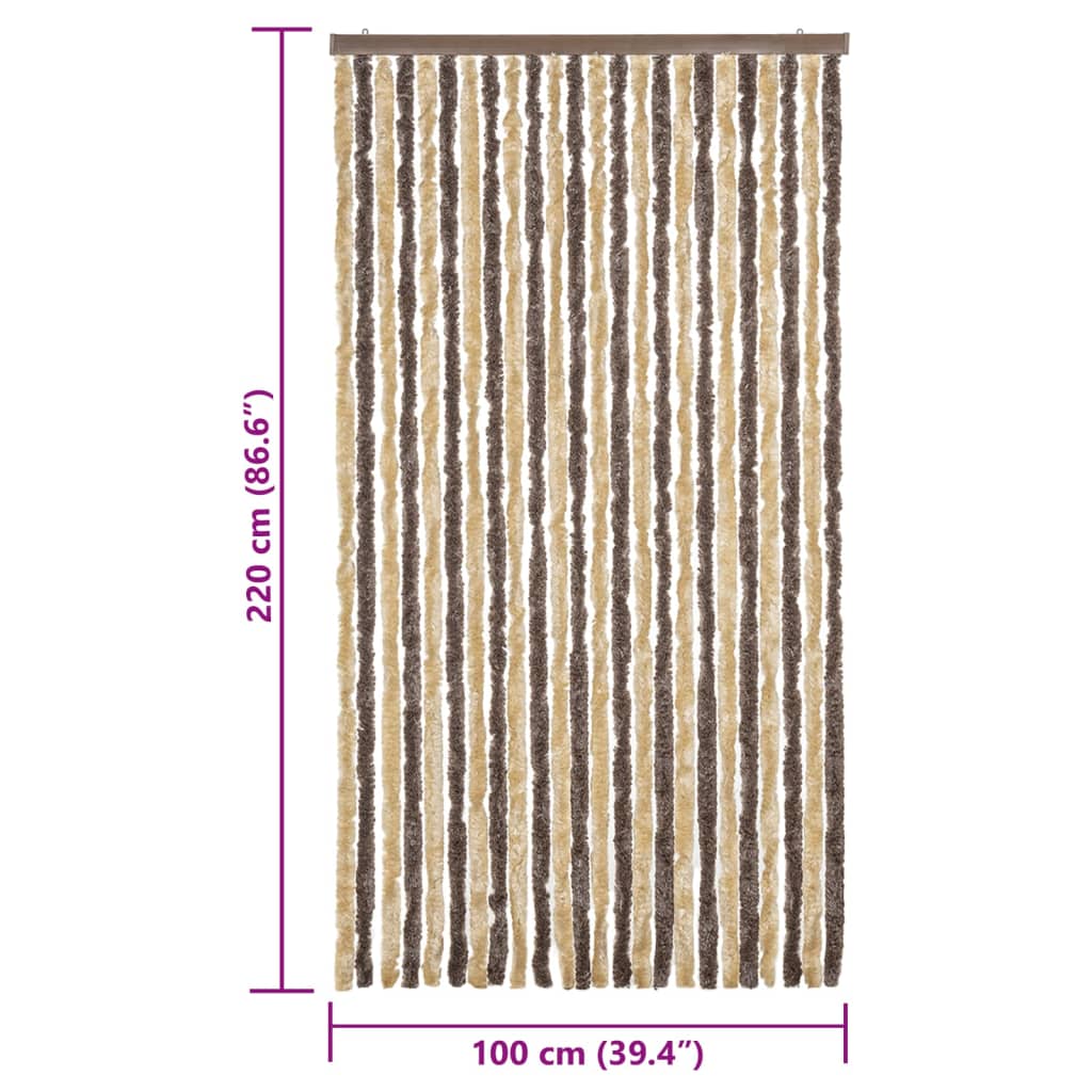 Fliegenvorhang Dunkelbraun und Beige 100x220 cm Chenille