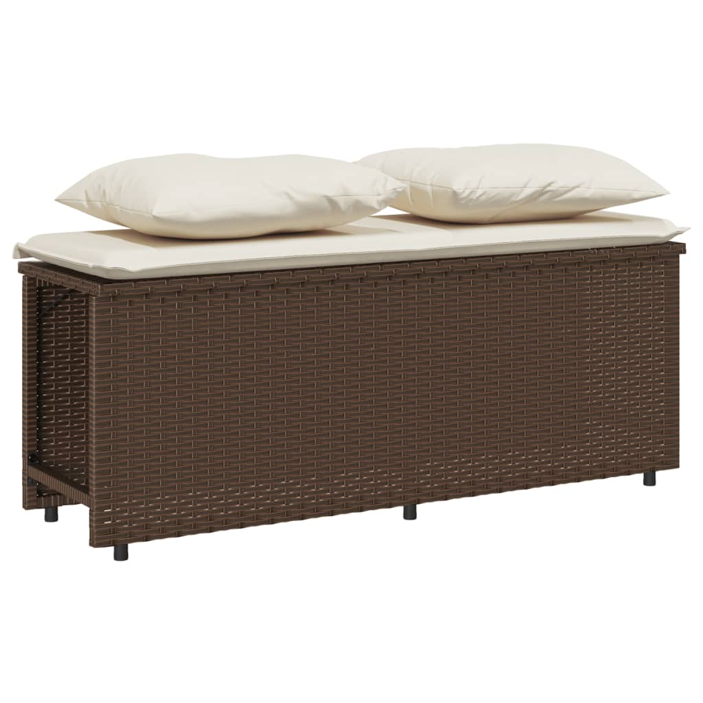 3-tlg. Garten-Essgruppe mit Kissen Braun Poly Rattan