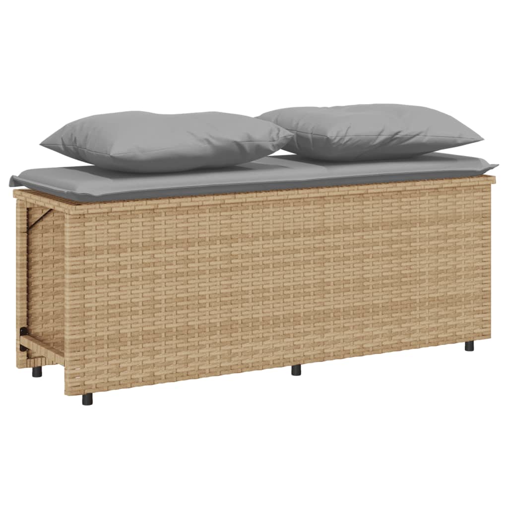 3-tlg. Garten-Essgruppe mit Kissen Beige Poly Rattan