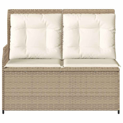 Gartenbank Verstellbar mit Kissen Beige Poly Rattan