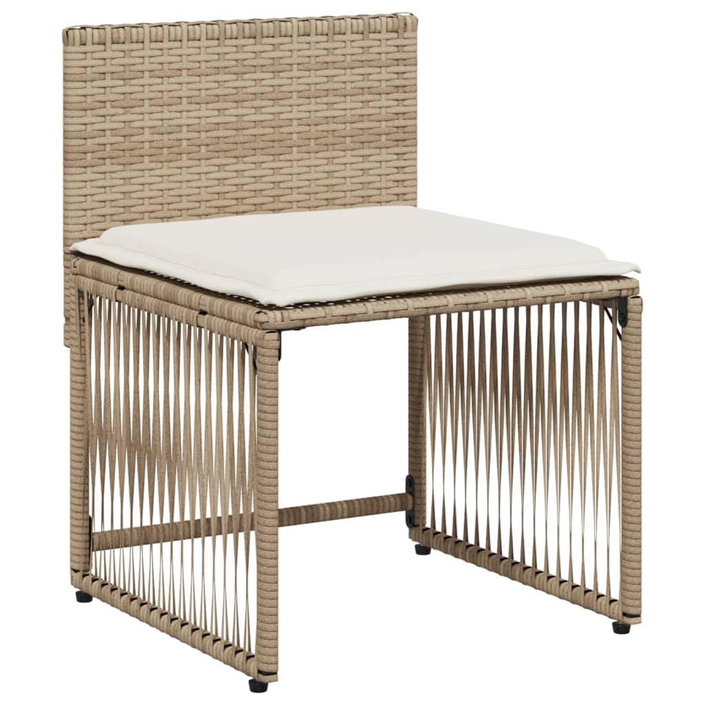 7-tlg. Garten-Essgruppe mit Kissen Beige Poly Rattan