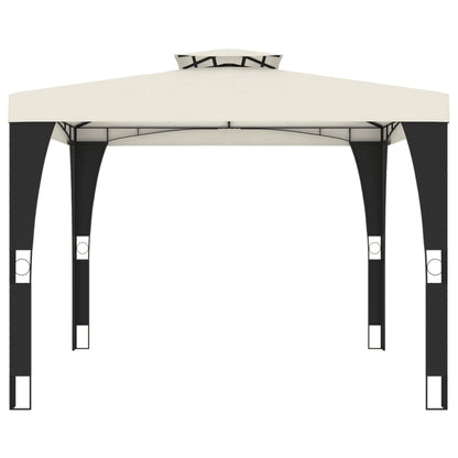 Pavillon mit Doppeldach Creme 2,98x2,98 m Stahl