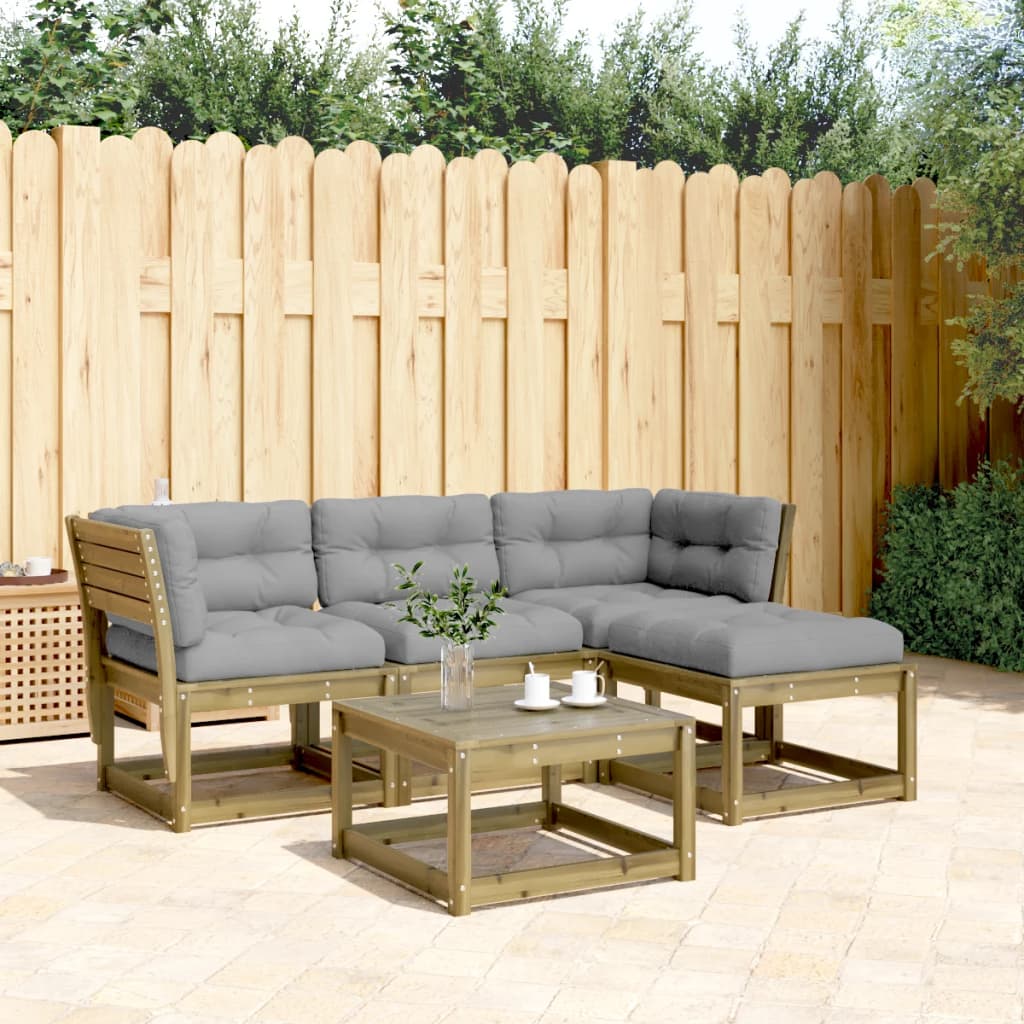 4-tlg. Garten-Lounge-Set mit Kissen Kiefernholz Imprägniert