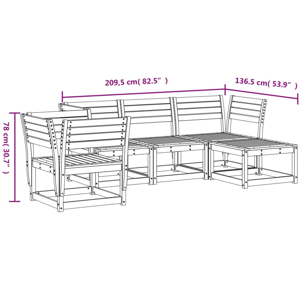 5-tlg. Garten-Lounge-Set Massivholz Kiefer