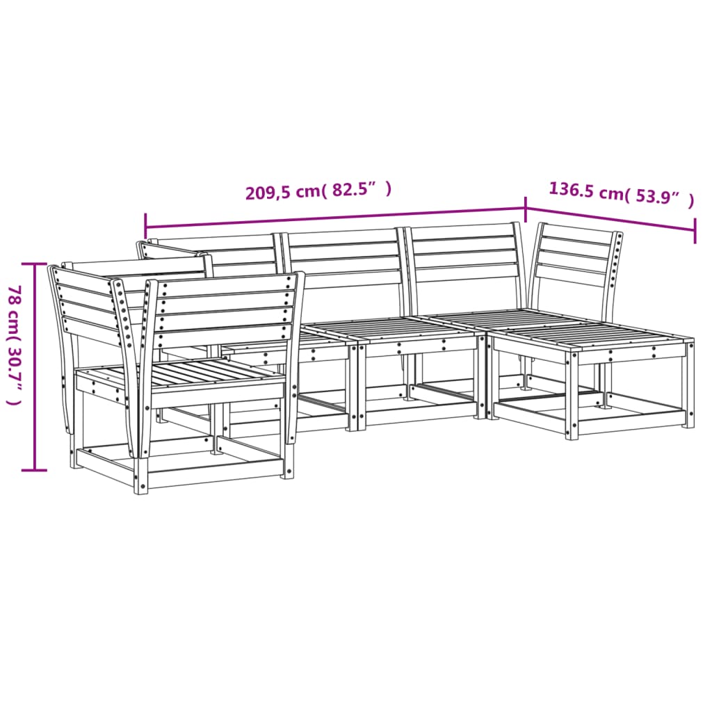 5-tlg. Garten-Lounge-Set Weiß Massivholz Kiefer