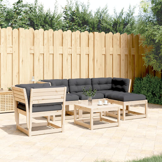 5-tlg. Garten-Lounge-Set mit Kissen Massivholz Kiefer