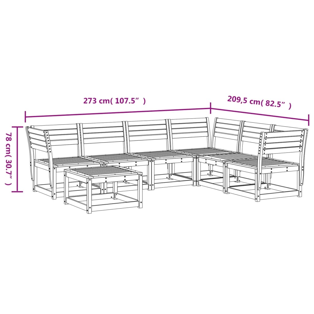 7-tlg. Garten-Lounge-Set Massivholz Kiefer