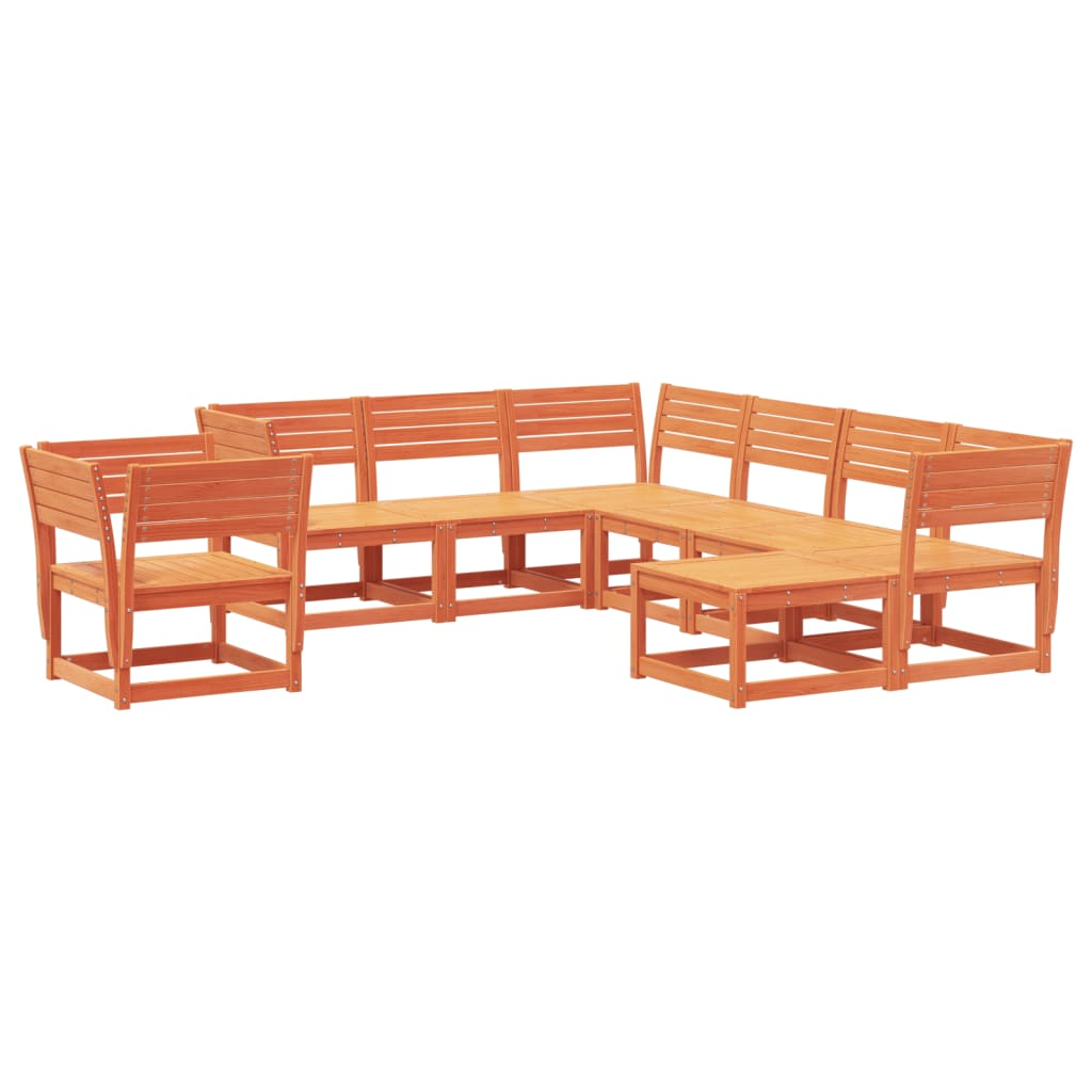 8-tlg. Garten-Lounge-Set Wachsbraun Massivholz Kiefer