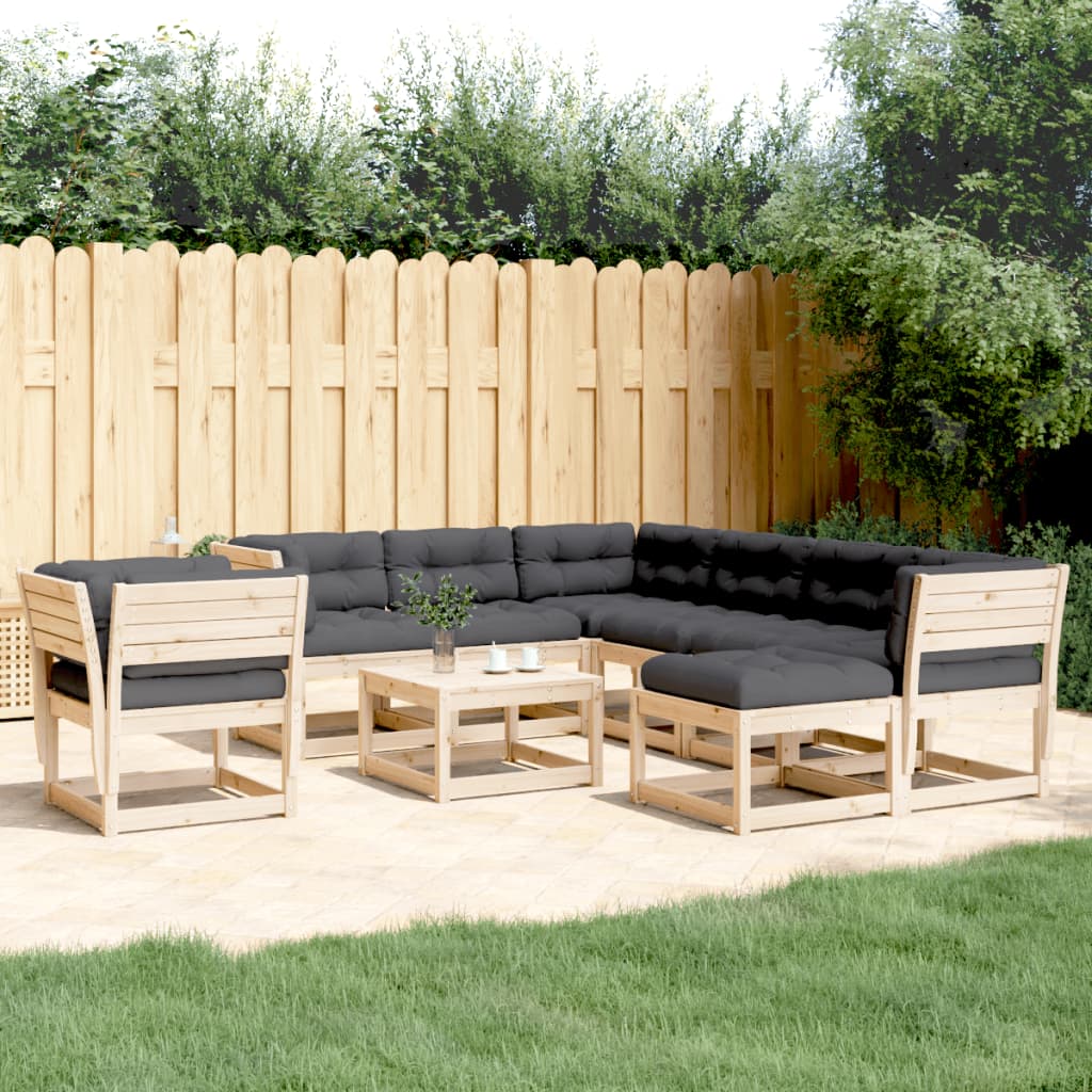 8-tlg. Garten-Lounge-Set mit Kissen Massivholz Kiefer