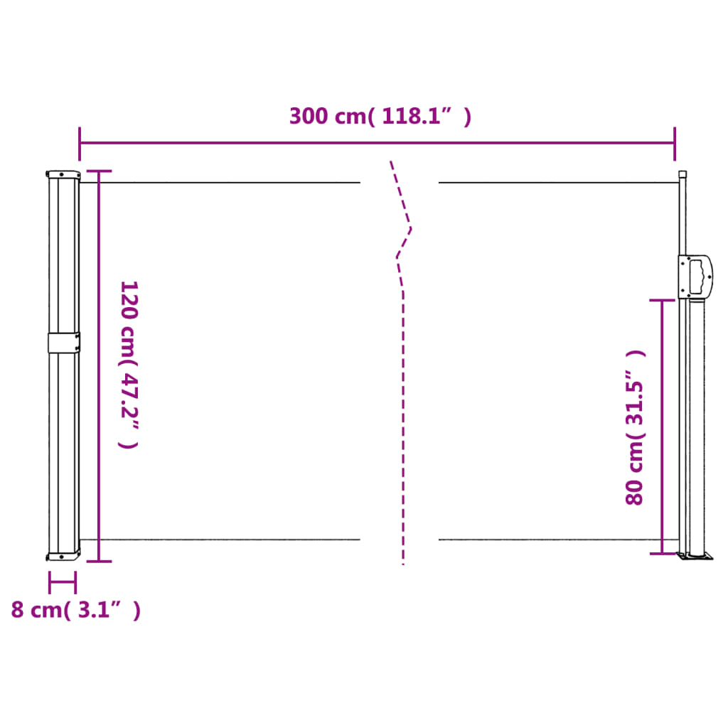 Seitenmarkise Ausziehbar Beige 117x300 cm