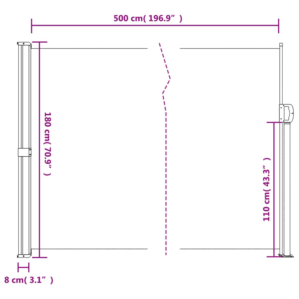 Seitenmarkise Ausziehbar Creme 180x500 cm