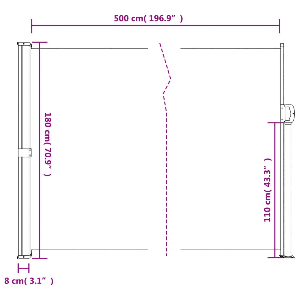 Seitenmarkise Ausziehbar Taupe 180x500 cm