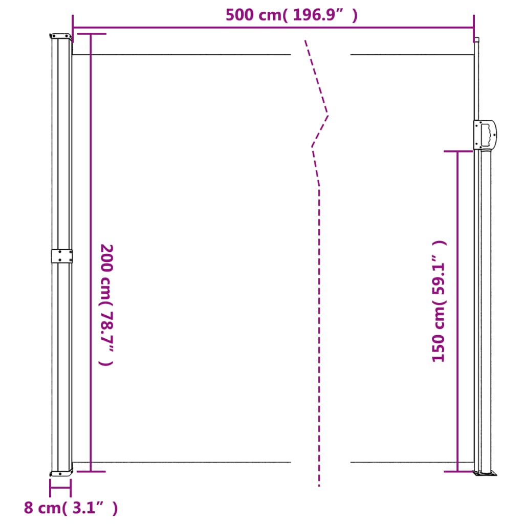 Seitenmarkise Ausziehbar Creme 200x500 cm