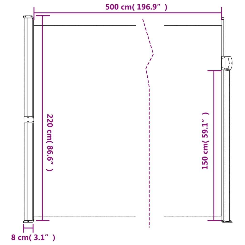 Seitenmarkise Ausziehbar Creme 220x500 cm