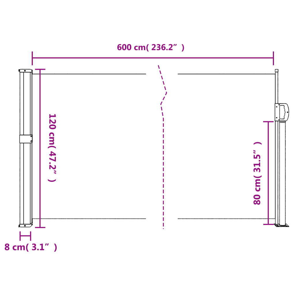 Seitenmarkise Ausziehbar Creme 120x600 cm