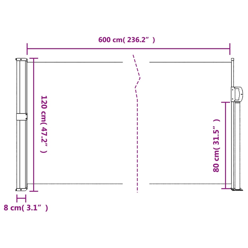 Seitenmarkise Ausziehbar Beige 120x600 cm