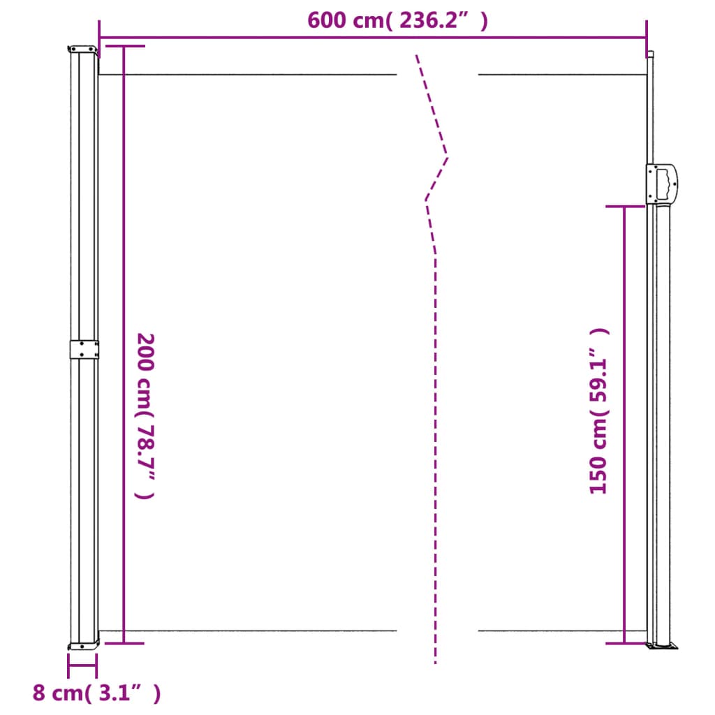 Seitenmarkise Ausziehbar Rot 200x600 cm