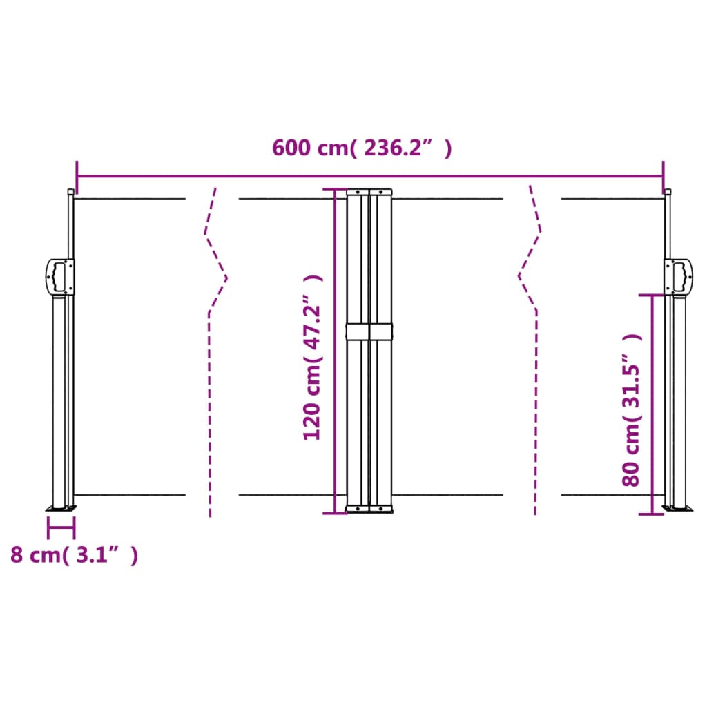 Seitenmarkise Ausziehbar Weiß 120x600 cm