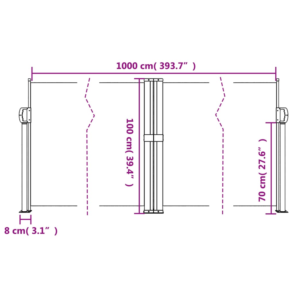 Seitenmarkise Ausziehbar Creme 100x1000 cm