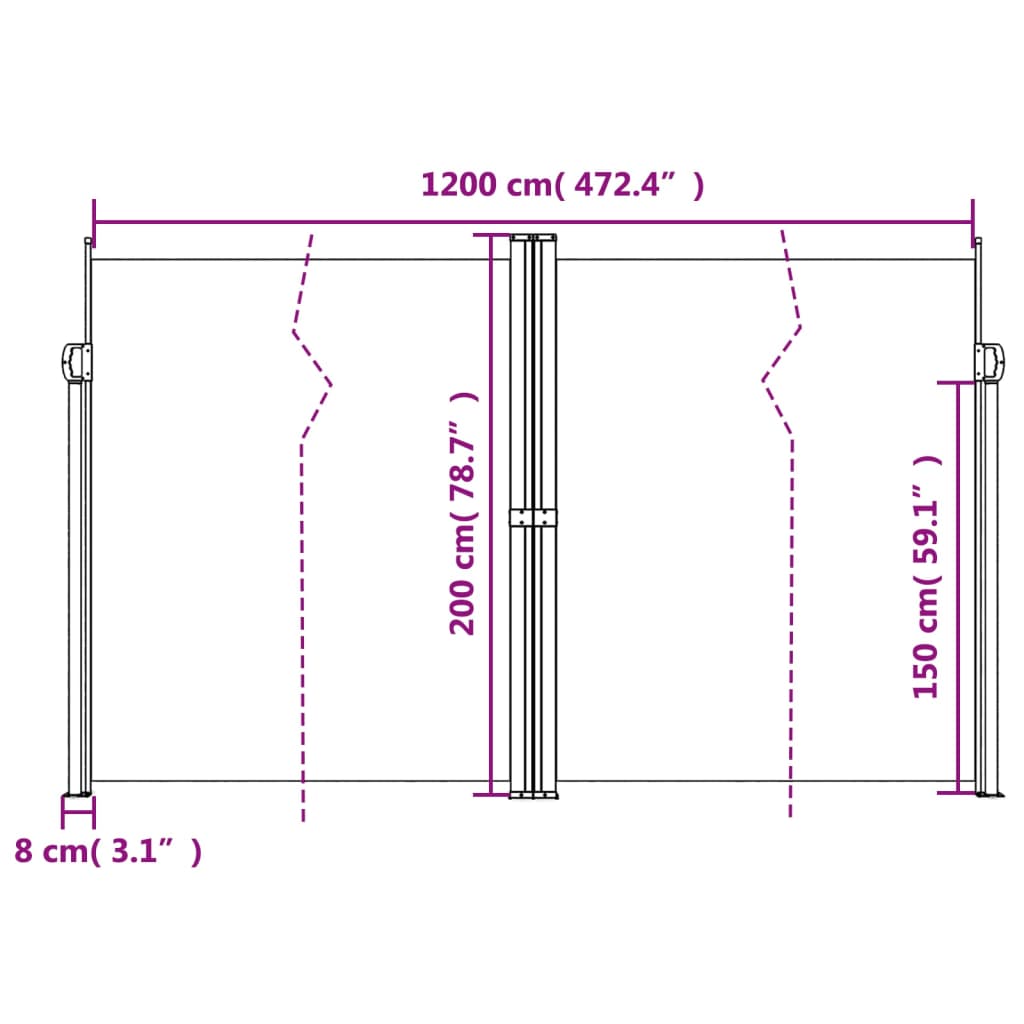 Seitenmarkise Ausziehbar Weiß 200x1200 cm