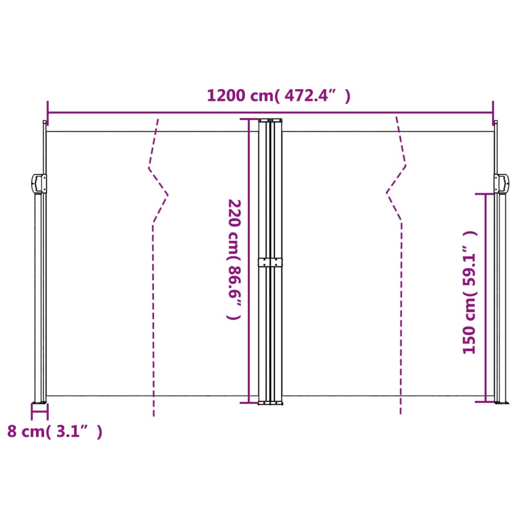 Seitenmarkise Ausziehbar Braun 220x1200 cm