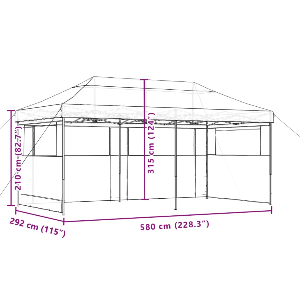 Partyzelt Faltbar Pop-Up mit 3 Seitenteilen Taupe