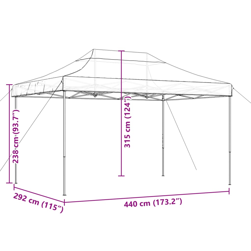 Partyzelt Faltbar Pop-Up Burgunderrot 440x292x315 cm