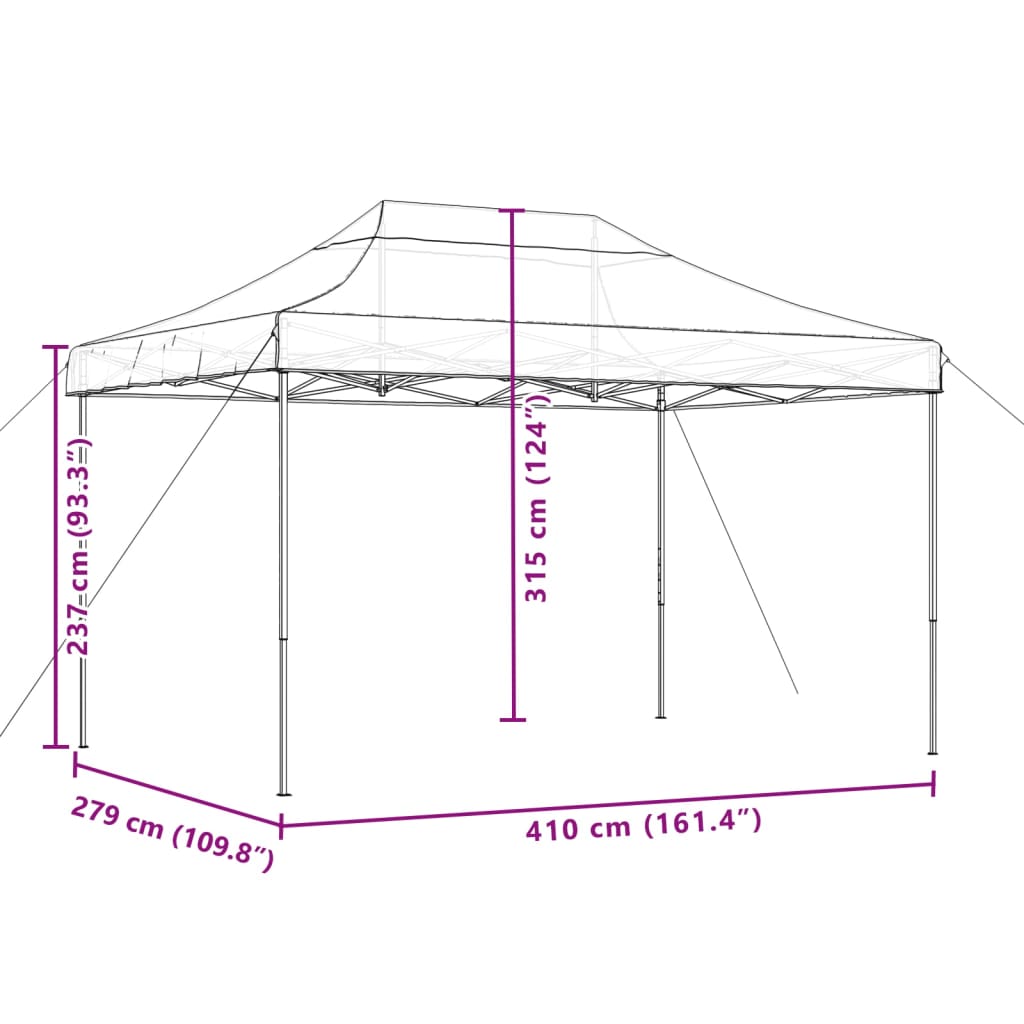 Partyzelt Faltbar Pop-Up Burgunderrot 410x279x315 cm