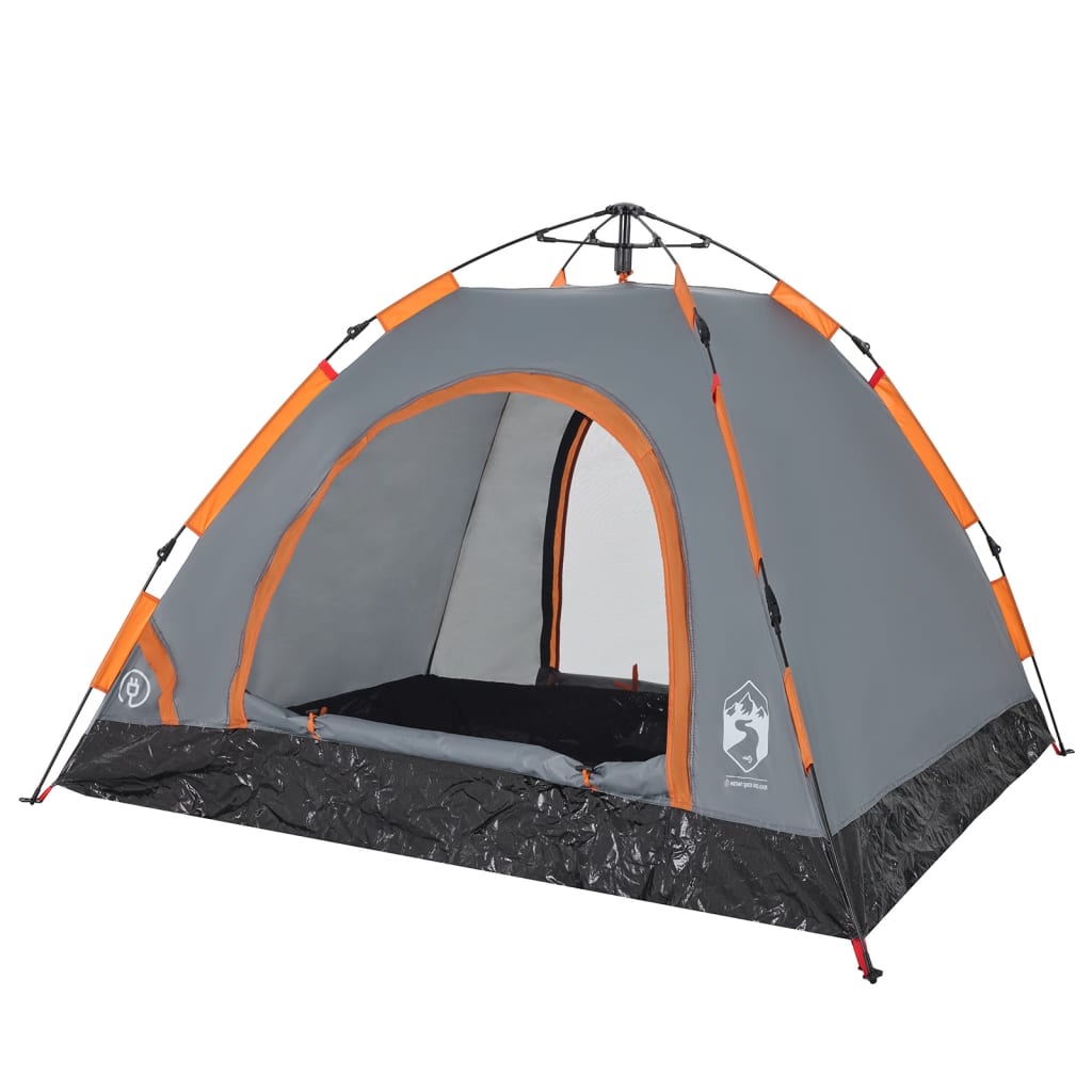 Campingzelt 3 Personen Grau und Orange Quick Release