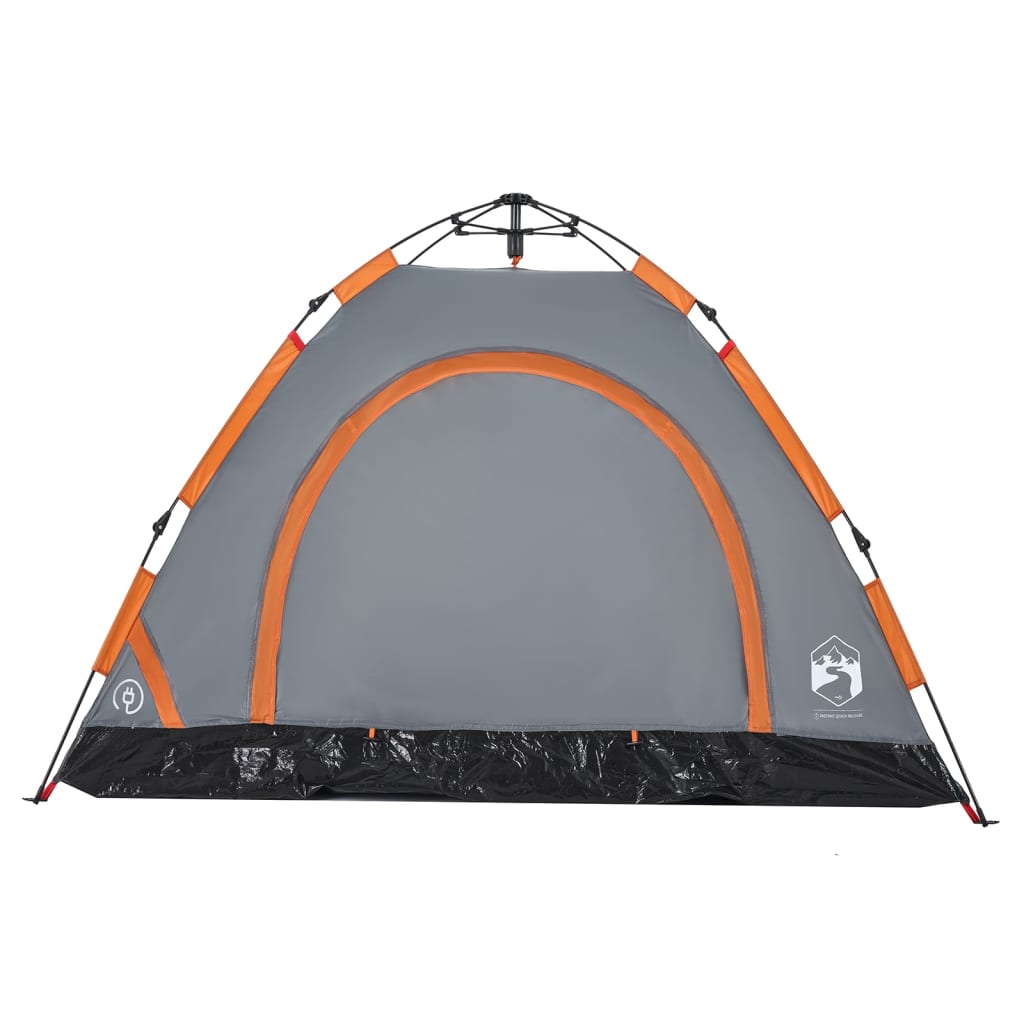 Campingzelt 3 Personen Grau und Orange Quick Release