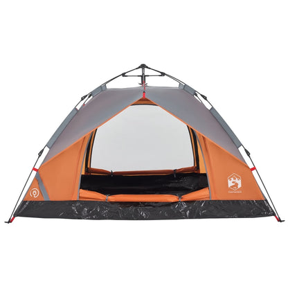 Kuppel-Campingzelt 2 Personen Grau und Orange Quick Release