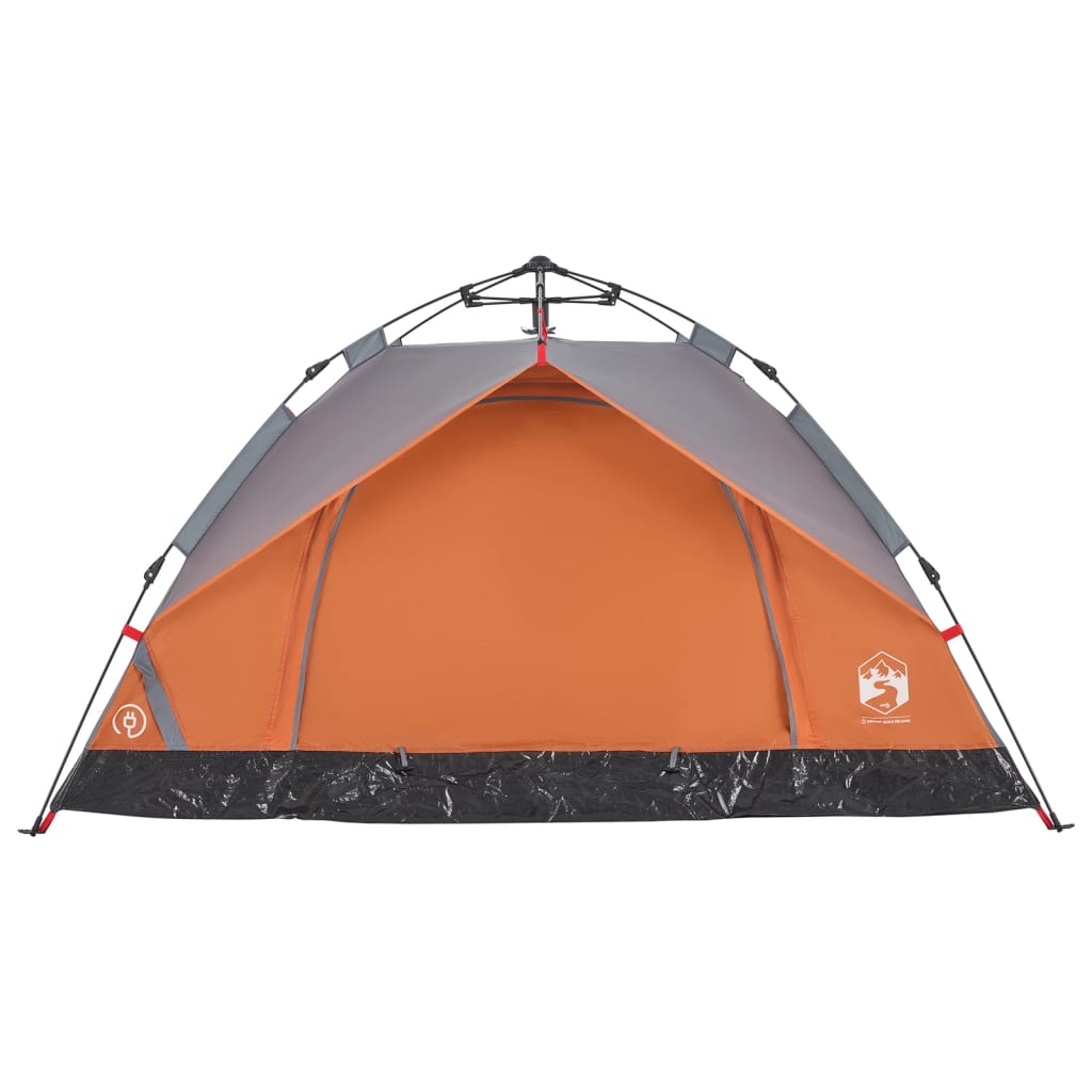 Kuppel-Campingzelt 3 Personen Grau und Orange Quick Release