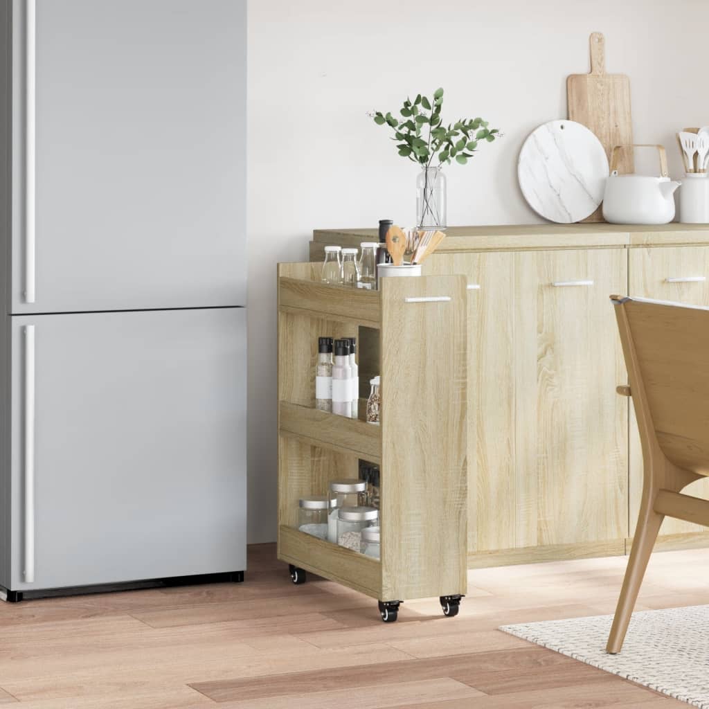 Schrank mit Rollen Sonoma-Eiche 60x22x79 cm Holzwerkstoff