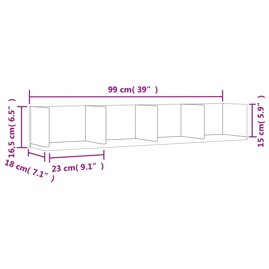 Wandschrank Räuchereiche 99x18x16,5 cm Holzwerkstoff