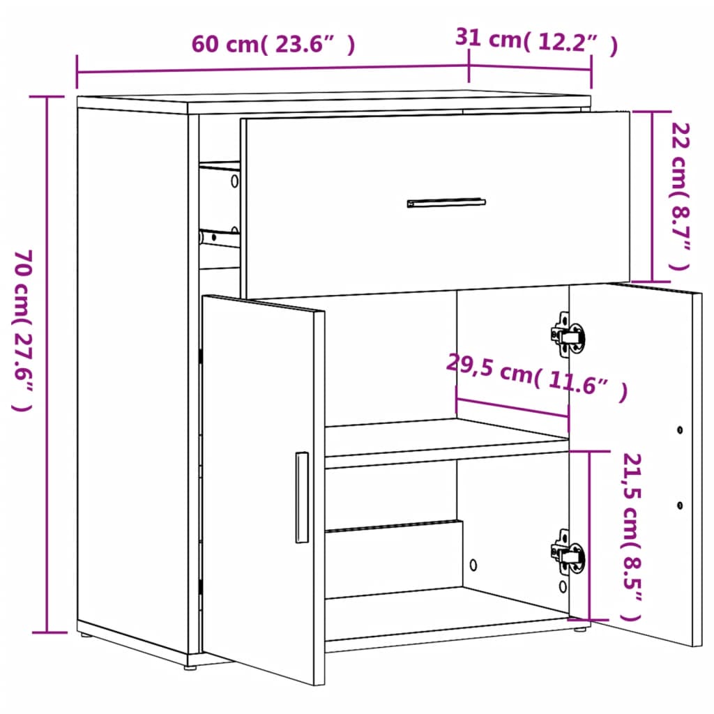 Sideboard Schwarz 60x31x70 cm Holzwerkstoff