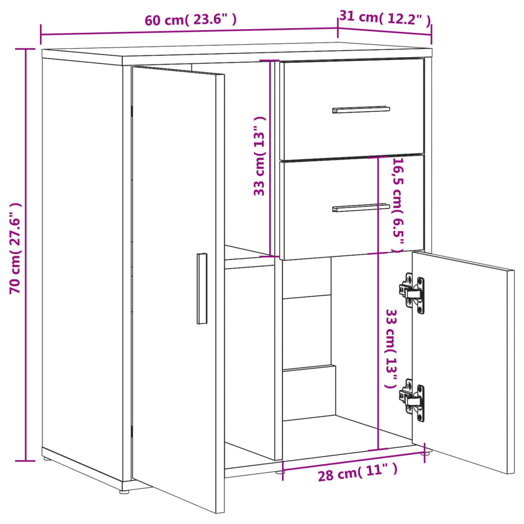 Sideboard Betongrau 60x31x70 cm Holzwerkstoff